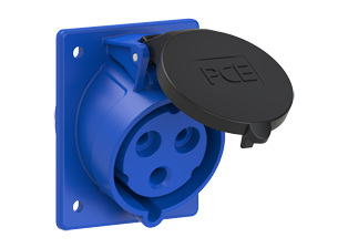 PCE 4239-6, ANGLED RECEPTACLE (60mmX73mm MOUNTING), 30A/32A-250V, SPLASHPROOF IP44, 6h, 2P3W, BLUE.
<br>PIN & SLEEVE ANGLED PANEL MOUNT RECEPTACLE. cULus, OVE approved. Conformity Standards, UL 1682, UL 1686, IEC 60309-1, IEC 60309-2, CSA C22.2 182.1, CEE, EN 60309-1, EN 60309-2.

<br><font color="yellow">Notes: </font>
<br><font color="yellow">*</font> View "Dimensional Data Sheet" for extended product detail specifications and device measurement drawing.
<br><font color="yellow">*</font> View "Associated Products 1" for general overview of devices within this product category.
<br><font color="yellow">*</font> View "Associated Products 2" to download IEC 60309 Pin & Sleeve Brochure containing the complete cULus listed range of pin & sleeve devices.
<br><font color="yellow">*</font> Select mating IEC 60309 IP44 splashproof and IP67 watertight devices individually listed below under related products. Scroll down to view.