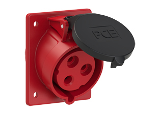 PCE 4239-7, ANGLED RECEPTACLE (60mmX73mm MOUNTING), 30A-480V, SPLASHPROOF IP44, 7h, 2P3W, RED.
<br>PIN & SLEEVE ANGLED PANEL MOUNT RECEPTACLE. cULus approved. Conformity Standards, UL 1682, UL 1686, IEC 60309-1, IEC 60309-2, CSA C22.2 182.1

<br><font color="yellow">Notes: </font>
<br><font color="yellow">*</font> View "Dimensional Data Sheet" for extended product detail specifications and device measurement drawing.
<br><font color="yellow">*</font> View "Associated Products 1" for general overview of devices within this product category.
<br><font color="yellow">*</font> View "Associated Products 2" to download IEC 60309 Pin & Sleeve Brochure containing the complete cULus listed range of pin & sleeve devices.
<br><font color="yellow">*</font> Select mating IEC 60309 IP44 splashproof and IP67 watertight devices individually listed below under related products. Scroll down to view.
