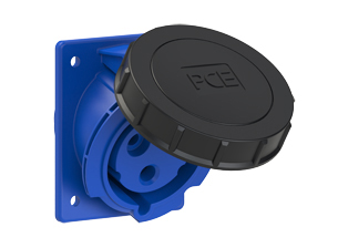 PCE 42392-6F78, ANGLED RECEPTACLE (60mmX73mm MOUNTING), 30A/32A-250V, WATERTIGHT IP67, 6h, 2P3W, BLUE.
<br>PIN & SLEEVE ANGLED PANEL MOUNT RECEPTACLE. cULus, OVE approved. Conformity Standards, UL 1682, UL 1686, IEC 60309-1, IEC 60309-2, CSA C22.2 182.1, CEE, EN 60309-1, EN 60309-2.

<br><font color="yellow">Notes: </font>
<br><font color="yellow">*</font> View "Dimensional Data Sheet" for extended product detail specifications and device measurement drawing.
<br><font color="yellow">*</font> View "Associated Products 1" for general overview of devices within this product category.
<br><font color="yellow">*</font> View "Associated Products 2" to download IEC 60309 Pin & Sleeve Brochure containing the complete cULus listed range of pin & sleeve devices.
<br><font color="yellow">*</font> Select mating IEC 60309 IP44 splashproof and IP67 watertight devices individually listed below under related products. Scroll down to view.