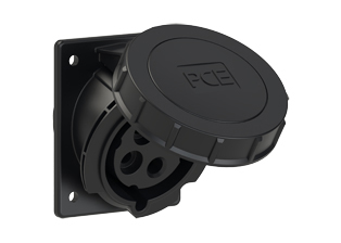 PCE 42492-5F78, ANGLED RECEPTACLE (60mmX73mm MOUNTING), 30A-600V, WATERTIGHT IP67, 5h, 3P4W, BLACK.
<br>PIN & SLEEVE ANGLED PANEL MOUNT RECEPTACLE. cULus approved. Conformity Standards, UL 1682, UL 1686, IEC 60309-1, IEC 60309-2, CSA C22.2 182.1

<br><font color="yellow">Notes: </font>
<br><font color="yellow">*</font> View "Dimensional Data Sheet" for extended product detail specifications and device measurement drawing.
<br><font color="yellow">*</font> View "Associated Products 1" for general overview of devices within this product category.
<br><font color="yellow">*</font> View "Associated Products 2" to download IEC 60309 Pin & Sleeve Brochure containing the complete cULus listed range of pin & sleeve devices.
<br><font color="yellow">*</font> Select mating IEC 60309 IP44 splashproof and IP67 watertight devices individually listed below under related products. Scroll down to view.