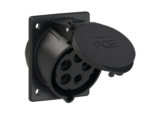 PCE 4259-5, ANGLED RECEPTACLE (60mmX73mm MOUNTING), 30A-347/600V, SPLASHPROOF IP44, 5h, 4P5W, BLACK.
<br>PIN & SLEEVE ANGLED PANEL MOUNT RECEPTACLE. cULus approved. Conformity Standards, UL 1682, UL 1686, IEC 60309-1, IEC 60309-2, CSA C22.2 182.1

<br><font color="yellow">Notes: </font>
<br><font color="yellow">*</font> View "Dimensional Data Sheet" for extended product detail specifications and device measurement drawing.
<br><font color="yellow">*</font> View "Associated Products 1" for general overview of devices within this product category.
<br><font color="yellow">*</font> View "Associated Products 2" to download IEC 60309 Pin & Sleeve Brochure containing the complete cULus listed range of pin & sleeve devices.
<br><font color="yellow">*</font> Select mating IEC 60309 IP44 splashproof and IP67 watertight devices individually listed below under related products. Scroll down to view.