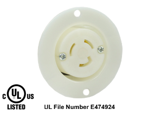 15 AMPERE-125 VOLT (NEMA L5-15R) LOCKING FLANGED PANEL MOUNT POWER OUTLET, 2 POLE-3 WIRE GROUNDING (2P+E), IMPACT RESISTANT NYLON BODY, SPECIFICATION GRADE. WHITE.

<br><font color="yellow">Notes: </font> 
<br><font color="yellow">*</font> For weatherproof / dustproof applications use #5200-WSC inlet cover and #5200-WTC terminal shield.
<br><font color="yellow">*</font> Temp. range = -40�C to +75�C.
<br><font color="yellow">*</font> Terminals accept 16AWG-10AWG. Max. torque = 11 in. lbs.
<br><font color="yellow">*</font> NEMA, IEC 60309, European, United Kingdom Australian, International power outlets are listed below in related products. Scroll down to view.