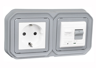 EUROPEAN SCHUKO 16 AMPERE-230 VOLT CEE 7/3 <font color="yellow">GFCI (RCBO/RCD)</font> OUTLET, TYPE F (EU1-16R), 50/60 Hz, <font color="yellow">(10mA. TRIP)</font>, PANEL MOUNT OR FLUSH BOX MOUNT, 2 POLE-3 WIRE GROUNDING (2P+E). GRAY.      <BR><font color="yellow">Notes:</font>  <BR><font color="yellow">*</font> Mating flush mount wall box #77190-D.   <BR><font color="yellow">*</font> Downstream outlets can be protected. Use on single phase 230 volt circuits only.  <BR><font color="yellow">*</font> Latched RCD, No reset after power failure. RCBO (single pole + neutral) provides over current protection.  <BR><font color="yellow">*</font> Screw terminal torque = 0.08Nm. Operating temp. = -5C to +40C.   <BR><font color="yellow">*</font> Weatherproof IP66, IP55 rated outlets listed below. Scroll down to view.  <BR> <font color="yellow">*</font> Not for use on life support, medical equipment, refrigeration equipment.     <BR><font color="yellow">*</font> GFCI (RCBO/RCD) outlets are available for all countries. Contact us.        