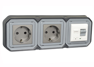 EUROPEAN SCHUKO 16 AMPERE-230 VOLT CEE 7/3 <font color="yellow">GFCI (RCBO/RCD)</font> (EU1-16R) DUPLEX OUTLET, TYPE F, 50/60 Hz, <font color="yellow">(10mA TRIP)</font>, PANEL MOUNT OR FLUSH WALL BOX MOUNT, 2 POLE-3 WIRE GROUNDING (2P+E). COLOR BLACK ANTHRACITE.    <BR><font color="yellow">Notes:</font>  <BR><font color="yellow">*</font> Mating flush mount wall box #77190-D3.   <BR><font color="yellow">*</font> Downstream outlets can be protected. Use on single phase 230 volt circuits only.  <BR><font color="yellow">*</font> Latched RCD, No reset after power failure. RCBO (single pole + neutral) provides over current protection.  <BR><font color="yellow">*</font> Screw terminal torque = 0.08Nm. Operating temp. = -5C to +40C.   <BR><font color="yellow">*</font> Weatherproof surface mount IP66 rated outlets listed below. Scroll down to view.  <BR> <font color="yellow">*</font> Not for use on life support, medical equipment, refrigeration equipment.     <BR><font color="yellow">*</font> GFCI (RCBO/RCD) outlets are available for all countries. Contact us.    