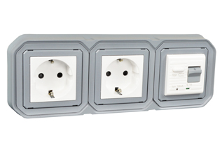 EUROPEAN SCHUKO 16 AMPERE-230 VOLT CEE 7/3 <font color="yellow">GFCI (RCBO/RCD)</font> (EU1-16R) DUPLEX OUTLET, TYPE F, 50/60 Hz, <font color="yellow">(10mA TRIP)</font>, PANEL MOUNT OR FLUSH WALL BOX MOUNT, 2 POLE-3 WIRE GROUNDING (2P+E). GRAY.    <BR><font color="yellow">Notes:</font>  <BR><font color="yellow">*</font> Mating flush mount wall box #77190-D3.   <BR><font color="yellow">*</font> Downstream outlets can be protected. Use on single phase 230 volt circuits only.  <BR><font color="yellow">*</font> Latched RCD, No reset after power failure. RCBO (single pole + neutral) provides over current protection.  <BR><font color="yellow">*</font> Screw terminal torque = 0.08Nm. Operating temp. = -5C to +40C.   <BR><font color="yellow">*</font> Weatherproof surface mount IP66 rated outlets listed below. Scroll down to view.  <BR> <font color="yellow">*</font> Not for use on life support, medical equipment, refrigeration equipment.     <BR><font color="yellow">*</font> GFCI (RCBO/RCD) outlets are available for all countries. Contact us.    