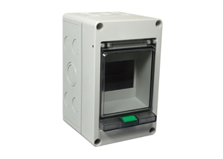 EUROPEAN, INTERNATIONAL WEATHERPROOF SURFACE MOUNT 4 MODULE CIRCUIT BREAKER ENCLOSURE, IP65 RATED, NEMA TYPE 4X, ACCEPTS 35mm DIN RAIL MOUNT OVERLOAD & GFCI (RCD) BREAKERS, TINTED TRANSPARENT DOOR, MATERIAL PC, TEMP. RATING = -40C TO +120C. CE MARK. GRAY.

<br><font color="yellow">Notes: </font> 

<br><font color="yellow">*</font> Enclosure UV rated.

<br><font color="yellow">*</font> Filler blanks, part # QBP5, sold separately.
<br><font color="yellow">*</font> Combination PE / Neutral termination strip, part # 88-205, sold separately. # 88-205 for use only on European applications. Terminal Strip # 88-205 is not UL approved.
<br><font color="yellow">*</font> IP68 cable connectors available. View # 20507, # 20707 series.
 