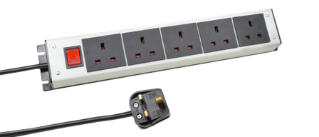 UK, BRITISH, UNITED KINGDOM 13 AMPERE-250 VOLT 5 OUTLET PDU POWER STRIP, BS 1363A TYPE G SOCKET (UK1-13R), SHUTTERED CONTACTS, ILLUMINATED ON/OFF DOUBLE POLE SWITCH, 2 POLE-3 WIRE GROUNDING (2P+E), 3.0 METER (9FT-10IN) CORD WITH 13A-250V (BS 1362) FUSED ANGLE PLUG (UK1-13P). BLACK/GRAY.

<br><font color="yellow">Notes: </font> 
<br><font color="yellow">*</font> British, United Kingdom power cords, plugs, GFCI-RCD outlets, connectors, socket strips, extension cords, plug adapters listed below in related products. Scroll down to view.

