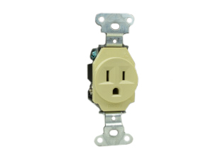 15A-125V (NEMA 5-15R) AMERICAN TYPE A, TYPE B OUTLET, SPECIFICATION GRADE, IMPACT RESISTANT NYLON BODY. IVORY.

<br><font color="yellow">Notes: </font> 
<br><font color="yellow">*</font> Outlet mounts on American 2x4 wall boxes or wall boxes with 3.28" (83mm / 84mm) mounting centers.

<br><font color="yellow">*</font> NEMA 5-15R outlets & <font color="yellow">Universal outlets </font> 
for European, British wall boxes available. View <a href="https://internationalconfig.com/icc6.asp?item=73551-US" style="text-decoration: none">NEMA 5-15R & Universal Versions</a>
