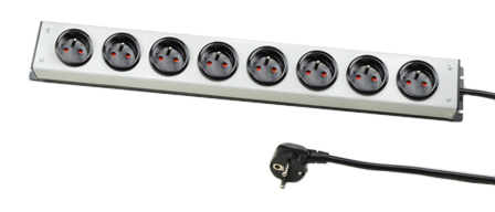 FRANCE, BELGIUM 16 AMPERE-250 VOLT, 8 OUTLET CEE 7/5 (FR1-16R) PDU POWER STRIP, SHUTTERED CONTACTS, 2 POLE-3 WIRE GROUNDING (2P+E), 3.0 METER (9FT-10IN) LONG POWER CORD, CEE 7/7 "SCHUKO" (EU1-16P) ANGLE PLUG. BLACK BASE/GRAY COVER. 

<br><font color="yellow">Notes: </font> 
<br><font color="yellow">*</font> All CEE 7/7 European "Schuko" (EU1-16P) type plugs & power cords connect with France / Belgium outlets, sockets, connectors.