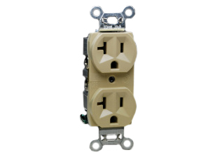 20 AMPERE-125 VOLT (NEMA 5-20R) AMERICAN DUPLEX OUTLET, 2 POLE-3 WIRE GROUNDING (2P+E), SPECIFICATION GRADE, IMPACT RESISTANT NYLON BODY. IVORY.



<br><font color="yellow">Notes: </font> 
<br><font color="yellow">*</font> Mounts on American 2x4 wall boxes & wall boxes with 3.28" (83mm / 84mm) mounting centers.

<br><font color="yellow">*</font> NEMA 5-15R outlets & <font color="yellow">Universal outlets </font> 
for European, British wall boxes available. View <a href="https://internationalconfig.com/icc6.asp?item=73551-US" style="text-decoration: none">NEMA 5-15R & Universal Versions</a>
