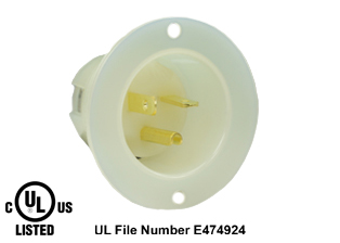 20 AMPERE-125 VOLT (NEMA 5-20P) FLANGED PANEL MOUNT POWER INLET, IMPACT RESISTANT NYLON, 2 POLE-3 WIRE GROUNDING (2P+E), SPECIFICATION GRADE. WHITE. 
<br><font color="yellow">Notes: </font> 

<br><font color="yellow">*</font> Weatherproof / dust proof applications use #5200-WC cover & #5200-WTC terminal shield or # 79480 WP Cover.
 <br><font color="yellow">*</font> Temp. range = -40�C to +75�C. Terminals accept 16AWG-10AWG. Max. torque = 11 in. lbs.
<br><font color="yellow">**</font> NEMA Panel Mount Power Inlets with same mounting pattern listed below.
<BR>**NEMA 5-15P Inlet #5278-SS (15A-125V). Accepts NEMA 5-15R & NEMA 5-20R connectors. 
<BR>**NEMA 5-20P Inlet #5378-SS (20A-125V). Accepts NEMA 5-20R connectors.
<BR>**NEMA 6-15P Inlet #5678-SS (15A-250V). Accepts NEMA 6-15R connectors & NEMA 6-20R connectors. 
<BR>**NEMA 6-20P Inlet #5478-SS (20A-250V). Accepts NEMA 6-20R connectors.
<BR>**NEMA L5-15R LOCKING inlet #4716-SS (15A-125V). Accepts NEMA L5-15R Locking connectors.
<BR>**NEMA L6-15P LOCKING inlet #L615-FI (15A-250V). Accepts NEMA L6-15R Locking connectors.

<br><font color="yellow">View:</font> High Power NEMA Locking 20A, 30A Power Inlets. <a href="https://www.internationalconfig.com/catalog_pages/flanged_inlets_flanged_outlets_guide.pdf" style="text-decoration: none">NEMA Flanged Inlets 
 & Outlets Guide</a>

<br><font color="yellow">*</font> NEMA Plugs, Outlets, Power Cords, PDU Strips, Inlets, Outlets are listed below in related products. Scroll down to view.

 