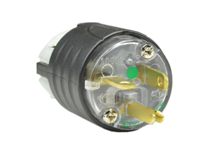 20A-250V HOSPITAL GRADE PLUG, GREEN DOT NEMA 6-20P, POWER CORD DUST / MOISTURE SHIELD, IMPACT RESISTANT NYLON BODY, 2 POLE-3 WIRE GROUNDING (2P+E), TERMINALS ACCEPT 10/3, 12/3, 14/3, 16/3, 18/3 AWG CONDUCTORS, 0.230-0.720" CORD GRIP RANGE. UL/CSA LISTED. BLACK/CLEAR.  

<br><font color="yellow">Notes: </font> 
<br><font color="yellow">*</font> Screw torque: Terminal screws = 12 in. lbs., Strain relief / assembly screws = 8-10 in. lbs.
<br><font color="yellow">*</font> Plugs, connectors, receptacles, power cords, power strips, weatherproof outlets are listed below in related products. Scroll down to view.

  