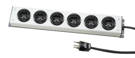 SWITZERLAND 10 AMPERE-250 VOLT SEV 1011 (SW1-10R) 6 OUTLET PDU POWER STRIP, 10 AMP CIRCUIT BREAKER, 2 POLE-3 WIRE GROUNDING (2P+E), 3.0 METER (9FT-10IN) POWER CORD. BLACK BASE/GRAY COVER.

<br><font color="yellow">Notes: </font> 
<br><font color="yellow">*</font> For horizontal rack applications use #52019, #52019-BLK mounting plates.
<br><font color="yellow">*</font> Switzerland plugs, outlets, power cords, connectors, outlet strips, GFCI sockets listed below in related products. Scroll down to view.