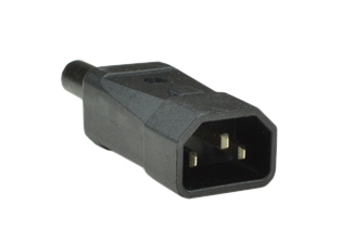 IEC 60320 C-14 PLUG, 10 AMP-250 VOLT, 2 POLE-3 WIRE GROUNDING (2P+E). TERMINALS ACCEPT 18AWG-14AWG CONDUCTORS, MAX ∅14AWG (2.5mm), INTERNAL STRAIN RELIEF ACCEPTS 10mm (0.394") DIAMETER CORD, EXTERNAL STRAIN RELIEF ACCEPTS 7mm (0.276") DIAMETER CORD, BLACK.

<br><font color="yellow">Notes: </font> 
<br><font color="yellow">*</font> Operating temp. = -30C to +80C.
<br><font color="yellow">*</font> Material = Polyamide 6 (nylon).
<br><font color="yellow">*</font> IEC 60320 plugs, connectors, power cords, outlet strips, sockets, inlets, plug adapters are listed below in related products. Scroll down to view.