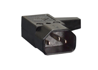 IEC 60320 (320) C-14 LEFT ANGLE PLUG, 15 AMPERE-250 VOLT (UL/CSA), 10 AMPERE-250 VOLT (VDE), 2 POLE-3 WIRE GROUNDING (2P+E), TERMINALS ACCEPT 16 AWG (1.5 mm2) CONDUCTORS, ACCEPTS 7 mm (0.276") DIA. CORDAGE, BLACK. 

<br><font color="yellow">Notes: </font> 
<br><font color="yellow">*</font> IEC 60320 plugs, connectors, power cords, outlet strips, sockets, inlets, plug adapters are listed below in related products. Scroll down to view.
