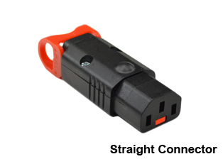 TRU-LOCK IEC 60320, <font color="RED"> C-13 LOCKING CONNECTOR</font> REWIREABLE, 15 AMPERE 125V-250V, C(UL)US LISTED, 10 AMPERE 250 VOLT INTERNATIONAL, APPROVALS: KEMA-KEUR, ENEC-05, PSE, AS/NZS 4417 RCM MARK, SGS, 2 POLE-3 WIRE GROUNDING (2P+E). BLACK.  

<br><font color="yellow">Notes: </font> 
<br><font color="yellow">*</font> Locking C13 connector designed to securely lock onto all C14 inlets, C14 plugs, C14 power cords.
<br><font color="yellow">*</font> Terminals accept 18AWG-14AWG (0.75mm-1.50mm) conductors.
<br><font color="yellow">*</font> Max cable size = 9.52mm (0.375") dia.
<br><font color="yellow">*</font> Terminal screw torque = 0.4Nm, Strain relief = 0.3Nm
<br><font color="yellow">*</font> Temp. range = -20C to +55C.
<br><font color="yellow">*</font> Locks onto C-14 inlets, PDU strips, plugs, cords.<font color="RED"> Red slide lever unlocks C-13 connector.</font> Retract (pull back) red color lever before inserting or removing connector. Prevents damage to locking system.
<br><font color="yellow">*</font> Body Material LSZH (Low Smoke Zero Halogen).
<br><font color="yellow">*</font> IEC 60320 C-13, C-19 "locking" power cords, outlet strips, sockets are listed in related products. Scroll down to view.