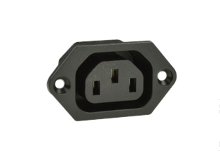 IEC 60320 C-13 POWER OUTLET, 15/10 AMPERE-250 VOLT, 6.3 x 0.8 mm (0.250" x 0.032") QUICK CONNECT Q.D. TERMINALS, 2 POLE-3 WIRE GROUNDING (2P+E), BLACK. 

<br><font color="yellow">Notes: </font> 
<br><font color="yellow">*</font> Operating temp. = -25�C to +70�C.
<br><font color="yellow">*</font> Material = Polyamide 6.6, UL 94V-0
<br><font color="yellow">*</font> Mounting screw torque = 0.5Nm.
<br><font color="yellow">*</font> IEC 60320 plugs, connectors, power cords, outlet strips, sockets, inlets, plug adapters are listed below in related products. Scroll down to view.

