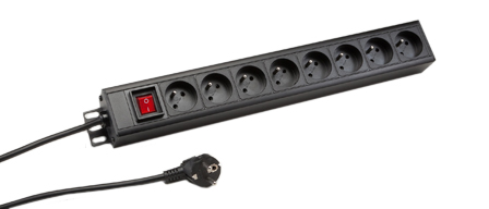 FRANCE, BELGIUM 16 AMPERE-250 VOLT CEE 7/5 (FR1-16R), 50/60HZ, 8 OUTLET PDU POWER STRIP, "19" IN. VERTICAL RACK MOUNT OR SURFACE MOUNT, 1.5U SIZE, METAL ENCLOSURE, ILLUMINATED DOUBLE POLE SWITCH, SHUTTERED CONTACTS, 2 POLE-3 WIRE GROUNDING (2P+E), 3.0 METER (9FT-10IN) CORD WITH SCHUKO CEE 7/7 (EU1-16P) ANGLE PLUG. BLACK. 

<br><font color="yellow">Notes: </font> 
<br><font color="yellow">*</font> Operating temp. = -10C to +60C.
<br><font color="yellow">*</font> Storage temp. = -25C to +65C.
<br><font color="yellow">*</font> All CEE 7/7 European plugs & power cords connect with France / Belgium outlets, sockets, connectors.
<br><font color="yellow">*</font> France, Belgium plugs, outlets, power cords, connectors, outlet strips, GFCI sockets listed below in related products. Scroll down to view.