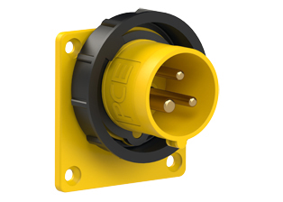 PCE 61392-4, STRAIGHT INLET (60mmX60mm MOUNTING), 16A/20A-120V, WATERTIGHT IP67, 4h, 2P3W, YELLOW.
<br>PIN & SLEEVE PANEL MOUNT INLET. cULus Approved. Conformity Standards, UL 1682, UL 1686, IEC 60309-1, IEC 60309-2, CSA C22.2 182.1, CEE, EN 60309-1, EN 60309-2.

<br><font color="yellow">Notes: </font>
<br><font color="yellow">*</font> 61392-4 has internal wiring polarity orientation designed for use in North America and therefore is C(UL)US approved. If point of use for this product is outside North America use our 999 series pin and sleeve devices which meet approvals and polarity requirements for European countries. <a href="https://internationalconfig.com/icc6.asp?item=999-71324-NS" style="text-decoration: none">999 Series Link</a>
<br><font color="yellow">*</font> View "Dimensional Data Sheet" for extended product detail specifications and device measurement drawing.
<br><font color="yellow">*</font> View "Associated Products 1" for general overview of devices within this product category.
<br><font color="yellow">*</font> View "Associated Products 2" to download IEC 60309 Pin & Sleeve Brochure containing the complete cULus listed range of pin & sleeve devices.
<br><font color="yellow">*</font> Select mating IEC 60309 IP44 splashproof and IP67 watertight devices individually listed below under related products. Scroll down to view.