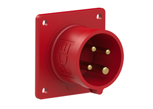 PCE 6149-7, STRAIGHT INLET (56mmX56mm MOUNTING), 20A-480V, SPLASHPROOF IP44, 7h, 3P4W, RED.
<br>PIN & SLEEVE PANEL MOUNT INLET. cULus approved. Conformity Standards, UL 1682, UL 1686, IEC 60309-1, IEC 60309-2, CSA C22.2 182.1

<br><font color="yellow">Notes: </font>
<br><font color="yellow">*</font> View "Dimensional Data Sheet" for extended product detail specifications and device measurement drawing.
<br><font color="yellow">*</font> View "Associated Products 1" for general overview of devices within this product category.
<br><font color="yellow">*</font> View "Associated Products 2" to download IEC 60309 Pin & Sleeve Brochure containing the complete cULus listed range of pin & sleeve devices.
<br><font color="yellow">*</font> Select mating IEC 60309 IP44 splashproof and IP67 watertight devices individually listed below under related products. Scroll down to view.