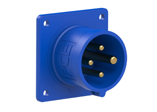 PCE 6149-9, STRAIGHT INLET (56mmX56mm MOUNTING), 16A/20A-250V, SPLASHPROOF IP44, 9h, 3P4W, BLUE.
<br>PIN & SLEEVE PANEL MOUNT INLET. cULus, OVE approved. Conformity Standards, UL 1682, UL 1686, IEC 60309-1, IEC 60309-2, CSA C22.2 182.1, CEE, EN 60309-1, EN 60309-2.

<br><font color="yellow">Notes: </font>
<br><font color="yellow">*</font> View "Dimensional Data Sheet" for extended product detail specifications and device measurement drawing.
<br><font color="yellow">*</font> View "Associated Products 1" for general overview of devices within this product category.
<br><font color="yellow">*</font> View "Associated Products 2" to download IEC 60309 Pin & Sleeve Brochure containing the complete cULus listed range of pin & sleeve devices.
<br><font color="yellow">*</font> Select mating IEC 60309 IP44 splashproof and IP67 watertight devices individually listed below under related products. Scroll down to view.