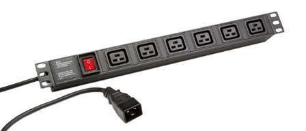 IEC 60320 C-19, C-20 16 AMPERE-250 VOLT 6 OUTLET PDU POWER STRIP, "19" IN. HORIZONTAL RACK MOUNT, (1U) METAL ENCLOSURE, ILLUMINATED DOUBLE POLE SWITCH, 2 POLE-3 WIRE GROUNDING (2P+E), 3.0 METER (9FT-10IN) CORD, IEC 60320 C-20 PLUG. BLACK. 

<br><font color="yellow">Notes: </font> 
<br><font color="yellow">*</font> Operating temp. = 0�C to +60�C.
<br><font color="yellow">*</font> Storage temp. = -25�C to +65�C.
<br><font color="yellow">*</font> IEC 60320 C19 C20 power cords, plugs, outlets, connectors, outlet strips, inlets, sockets, receptacles listed below in related products. Scroll down to view.
 