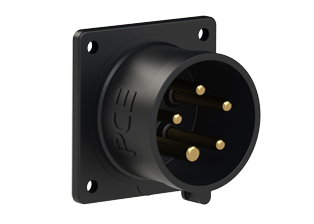 PCE 6159-5, STRAIGHT INLET (56mmX56mm MOUNTING), 20A-347/600V, SPLASHPROOF IP44, 5h, 4P5W, BLACK.
<br>PIN & SLEEVE PANEL MOUNT INLET. cULus approved. Conformity Standards, UL 1682, UL 1686, IEC 60309-1, IEC 60309-2, CSA C22.2 182.1

<br><font color="yellow">Notes: </font>
<br><font color="yellow">*</font> View "Dimensional Data Sheet" for extended product detail specifications and device measurement drawing.
<br><font color="yellow">*</font> View "Associated Products 1" for general overview of devices within this product category.
<br><font color="yellow">*</font> View "Associated Products 2" to download IEC 60309 Pin & Sleeve Brochure containing the complete cULus listed range of pin & sleeve devices.
<br><font color="yellow">*</font> Select mating IEC 60309 IP44 splashproof and IP67 watertight devices individually listed below under related products. Scroll down to view.