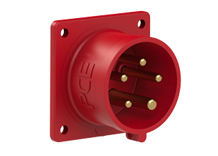PCE 6159-7, STRAIGHT INLET (56mmX56mm MOUNTING), 20A-277/480V, SPLASHPROOF IP44, 7h, 4P5W, RED.
<br>PIN & SLEEVE PANEL MOUNT INLET. cULus approved. Conformity Standards, UL 1682, UL 1686, IEC 60309-1, IEC 60309-2, CSA C22.2 182.1

<br><font color="yellow">Notes: </font>
<br><font color="yellow">*</font> View "Dimensional Data Sheet" for extended product detail specifications and device measurement drawing.
<br><font color="yellow">*</font> View "Associated Products 1" for general overview of devices within this product category.
<br><font color="yellow">*</font> View "Associated Products 2" to download IEC 60309 Pin & Sleeve Brochure containing the complete cULus listed range of pin & sleeve devices.
<br><font color="yellow">*</font> Select mating IEC 60309 IP44 splashproof and IP67 watertight devices individually listed below under related products. Scroll down to view.