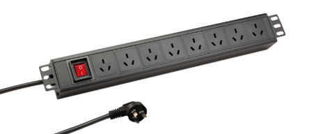CHINA 10 AMPERE-250 VOLT 8 OUTLET PDU POWER STRIP [CH1-10R], 50/60 HZ, "19 IN." HORIZONTAL RACK MOUNT, 1.5U SIZE METAL ENCLOSURE, DOUBLE-POLE ILLUMINATED ON/OFF SWITCH, 2 POLE-3 WIRE GROUNDING (2P+E), 3.0 METER (9FT-10IN) CORD, [CH1-10P] PLUG. BLACK. 

<br><font color="yellow">Notes: </font> 
<br><font color="yellow">*</font> Operating temp. = -10�C to +60�C.
<br><font color="yellow">*</font> Storage temp. = -25�C to +65�C.
<br><font color="yellow">*</font> Universal multi-configuration power strips #59208-C19H, 59208-C19V accept China 16A-250V and 10A-250V plugs.
<br><font color="yellow">*</font> China plugs, outlets, power cords, connectors, outlet strips, GFCI sockets listed below in related products. Scroll down to view.


 