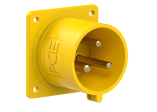 PCE 6239-4, STRAIGHT INLET (56mmX56mm MOUNTING), 30A/32A-120V, SPLASHPROOF IP44, 4h, 2P3W, YELLOW.
<br>PIN & SLEEVE PANEL MOUNT INLET. cULus Approved. Conformity Standards, UL 1682, UL 1686, IEC 60309-1, IEC 60309-2, CSA C22.2 182.1, CEE, EN 60309-1, EN 60309-2.

<br><font color="yellow">Notes: </font>
<br><font color="yellow">*</font> 6239-4 has internal wiring polarity orientation designed for use in North America and therefore is C(UL)US approved. If point of use for this product is outside North America use our 999 series pin and sleeve devices which meet approvals and polarity requirements for European countries. <a href="https://internationalconfig.com/icc6.asp?item=999-6234-NS" style="text-decoration: none">999 Series Link</a>
<br><font color="yellow">*</font> View "Dimensional Data Sheet" for extended product detail specifications and device measurement drawing.
<br><font color="yellow">*</font> View "Associated Products 1" for general overview of devices within this product category.
<br><font color="yellow">*</font> View "Associated Products 2" to download IEC 60309 Pin & Sleeve Brochure containing the complete cULus listed range of pin & sleeve devices.
<br><font color="yellow">*</font> Select mating IEC 60309 IP44 splashproof and IP67 watertight devices individually listed below under related products. Scroll down to view.