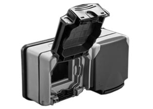 WEATHERPROOF IP66 RATED SURFACE MOUNT (LOW PROFILE) 2 GANG WALL BOX, LIFT LID COVERS. GRAY.

<br><font color="yellow">Notes: </font> 
<br><font color="yellow">*</font> Accepts # 72100X45, 72100X45-BLK, 73310X45, 74600X45, 74700X45, 77508X45, 77509X45, 84100X45 outlets only.
<br><font color="yellow">*</font> Cannot be used with any other modular type devices.
<br><font color="yellow">*</font> Important: Boxes # 684636X45, 684628X45D (Extra Deep Boxes) accept all 45mmX45mm & 22.5mmX45mm modular modular devices.
<br><font color="yellow">*</font> Lift lid cover can be completely closed when used with specific down angle plugs. Contact our technical group for compatible angle plugs.