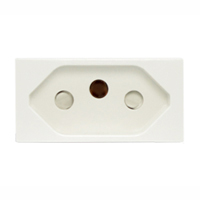 BRAZIL 10 AMPERE-250 VOLT NBR 14136-2002 TYPE N (BR2-10R) OUTLET, SHUTTERED CONTACTS, 2 POLE-3 WIRE GROUNDING (2P+E), 22.5mmX45mm MODULAR SIZE. WHITE. 

<br><font color="yellow">Notes: </font> 
<br><font color="yellow">*</font> Mounts on American 2X4 wall boxes, requires frame # 79170X45-N & # 79140X45-N wall plate (White, SS). 
<br><font color="yellow">*</font> Mounts on American 4X4 wall boxes, requires frame # 79210X45-N & # 79215X45-N wall plate (White) & blank 79590X45.
<br><font color="yellow">*</font> Mounts on European wall boxes (60mm on center), requires frame # 79250X45-N & wall plate # 79266X45-N.
<br><font color="yellow">*</font> Surface mount insulated wall boxes # 680601X45 series. Surface mount Metal wall boxes # 79240X45 series.
<br><font color="yellow">*</font> Surface mount weatherproof, IP66 rated. Requires frame # 730091X45 & # 74790X45 wall box.
<br><font color="yellow">*</font> Panel mount frames # 79110X45, # 79110X45-ALU. <a href="https://www.internationalconfig.com/catalog_pages/pg94.pdf" style="text-decoration: none" target="_blank"> Panel Mount Instruction Guide</a>
<br><font color="yellow">*</font> Not for use with #79230X45, 79235X45, 79280X45 wall boxes.
<br><font color="yellow">*</font> Not for use with #79100X45, 79100X45-ALU, 69580X45, 69582X45, 79595X45, 79575X45 mounting frames.
<br><font color="yellow">*</font> Complete range of modular devices and mounting component options. <a href="https://www.internationalconfig.com/modular_electrical_devices.asp" style="text-decoration: none">Modular Devices Link</a>
 <br><font color="yellow">*</font> Wall plates, boxes, outlets, switches, modular GFCI/RCD and circuit breakers are listed below. Scroll down to view.