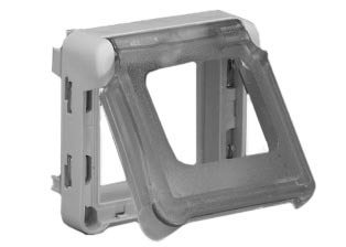 WEATHERPROOF MODULAR DEVICE MOUNTING FRAME / COVER, IP55 RATED, TRANSPARENT LIFT LID COVER, DESIGNED TO BE INSTALLED IN MODULAR DEVICE SURFACE MOUNT BOXES, FLUSH MOUNT WALL BOXES AND PANEL MOUNT FRAMES. GRAY. 

<br><font color="yellow">Notes: </font> 
<br><font color="yellow">*</font> # 69580X45 mounting frame / cover with lift lid cover, accepts 45mmX45mm & 22.5mmX45mm modular size outlets, switches and related devices.

<BR><font color="yellow">*</font> View European, British, International Outlets / Switches. <a href="https://www.internationalconfig.com/modular_electrical_devices.asp" style="text-decoration: none">[ Entire Modular Device Series ]</a>


<br><font color="yellow">*</font> Not for use with # 70100X45-IT, 74600X45, 685041X45, 685042X45 outlets, # 79512X45 switch.
 
