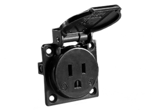 15 AMPERE-125 VOLT (NEMA 5-15R) WEATHERPROOF OUTLET, PANEL / WALL BOX MOUNT, TYPE B, IP54 RATED (COVER CLOSED) WITH GASKET, "T" MARK IMPACT RESISTANT, 2 POLE-3 WIRE GROUNDING (2P+E). BLACK.
<br><font color="yellow">Notes: </font> 
<br><font color="yellow">*</font> American 2x4, 4x4 wall box mount applications = Use #97120-BZ, #97120-DBZ wall plates. 
<br><font color="yellow">*</font> Surface mount wall box applications = Use #70125.
<br><font color="yellow">*</font> DIN rail mount Applications = Use #70125-DIN bracket & #70125 wall box.

<br><font color="yellow">*</font> Terminals, conductor cover for panel mount applications = Use #70127. 
<br><font color="yellow">*</font> Operating temp. = -25�C to +40�C.

<br><font color="yellow">**</font>NEMA Weatherproof Outlets with same mounting design listed below.
<BR>**NEMA 5-15R (15A-125V) #70020, #70020- BLU . Accepts NEMA 5-15P plugs.
<BR>**NEMA 5-20R (20A-125V) #70050-BLK, #70050-BLU . Accepts NEMA 5-20P & NEMA 5-15P plugs.
<br><font color="yellow">View:</font> Optional panel mount designs # <a href="https://internationalconfig.com/icc6.asp?item=5279-SS" style="text-decoration: none">5279-SS</a>, # <a href="https://internationalconfig.com/icc6.asp?item=5258" style="text-decoration: none">5258</a>, # <a href="https://internationalconfig.com/icc6.asp?item=5258-QC" style="text-decoration: none">5258-QC</a>. 

<br><font color="yellow">View:</font> European, British, Australia, Universal <a href="https://www.internationalconfig.com/icc5.asp?productgroup=%27Weatherproof%20Outlets,Boxes,Covers%27&Producttype=%27Panel%20Mount%20Outlets,IP44,IP55,IP68%27&set=1&title1=%27prodtype%27" style="text-decoration: none">Weatherproof outlets with same mounting design</a>. 

<br><font color="yellow">*</font> International / Worldwide panel mount power outlets for all countries are listed below in related products. Scroll down to view.