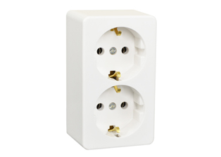 EUROPEAN "SCHUKO" CEE 7/3 TYPE F (EU1-16R) 16 AMPERE-250 VOLT SURFACE MOUNT DUPLEX OUTLET, IP20 RATED, 2 POLE-3 WIRE GROUNDING (2P+E). WHITE.

<br><font color="yellow"> Notes: </font> 
<br><font color="yellow">*</font> Surface mount base plate available, use part # 70116-BP.
<br><font color="yellow">*</font> Terminals accept 1.5mm conductors.
<br><font color="yellow">*</font> Terminal screw torque = 0.6Nm, Cover screw torque = 0.4Nm.
<br><font color="yellow">*</font> Operating temp. = -5�C to +40�C.
<br><font color="yellow">*</font> Mounts Vertically or Horizontally.
<br><font color="yellow">*</font> European "Schuko" connectors, plugs, outlets, GFCI/RCD sockets, power strips, power cords are listed below. Scroll down to view.


