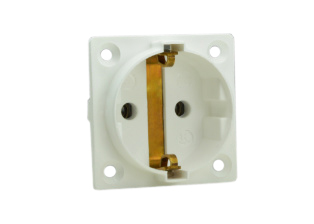 EUROPEAN "SCHUKO" 16 AMPERE-250 VOLT CEE 7/3 TYPE F OUTLET (EU1-16R), 50mmX50mm SIZE, PANEL OR WALL BOX MOUNT, 2 POLE-3 WIRE GROUNDING (2P+E), IMPACT RESISTANT NYLON. WHITE.

<br><font color="yellow">Notes: </font> 
<br><font color="yellow">*</font> Terminal screw torque = 0.5Nm.
<br><font color="yellow">*</font> Stainless steel wall plates #97120-BZ and #97120-DBZ mounts outlet onto standard American 2x4 and 4x4 wall boxes.
<br><font color="yellow">*</font> For surface mount applications use #70125 wall box.
<br><font color="yellow">*</font> For DIN rail mount use #70125-DIN bracket with #70125 wall box.
<br><font color="yellow">*</font> Optional panel mount terminal shield #70127 available.
<br><font color="yellow">*</font> European Schuko "locking" outlet #70300 available. Prevents accidental disconnects.
<br><font color="yellow">*</font> International / Worldwide panel mount power outlets for all countries are listed below in related products. Scroll down to view.