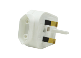 BRITISH, UK, UNITED KINGDOM 3 AMPERE-250 VOLT <font color="yellow"> TYPE G </font> PLUG ADAPTER. CONNECTS EUROPEAN CEE 7/16 "EUROPLUGS" WITH BRITISH, UK, UNITED KINGDOM BS 1363A (UK1-13R) OUTLETS, FUSED 3 AMPERE. WHITE.

<br><font color="yellow">Notes: </font> 
<br><font color="yellow">*</font> Europlug plug when inserted into #70155 is a permanent connection and cannot be removed.
<br><font color="yellow">*</font> Non-grounding (2 pole-2 wire).
<br><font color="yellow">*</font> Material: Polyamide 6.
<br><font color="yellow">*</font> View related products list below for country specific plug adapters & universal European, international, worldwide plug adapters for all Countries.

 
