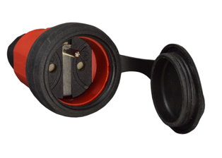 FRANCE, BELGIUM (FR1-16R) 16 AMPERE-250 VOLT CEE 7/5, DIN / VDE 0620, TYPE E, "ELAMID PLASTIC" CONNECTOR, 2 POLE-3 WIRE GROUNDING (2P+E), PROTECTIVE FLIP LID COVER, IP44 RATED, IK08 RATED, VDE "T" RATED (IMPACT RESISTANT), SHUTTERED CONTACTS, UV PROTECTION, CHEMICAL AND IMPACT RESISTANT, TERMINALS ACCEPT 2.5mm CONDUCTORS, MAX. CORD O.D .= 0.492" DIA., RED.
<br><font color="yellow">Notes: </font>
<br><font color="yellow">*</font> <font color="yellow">ELAMID plastic material features:</font> -40�C to +80�C rated, UV protection, chemical and impact resistant.

<br><font color="yellow">*</font> Watertight IP68/IP66 Locking Connector available # <a href="https://internationalconfig.com/icc6.asp?item=71175" style="text-decoration: none">71175"</a>. Locking design also prevents accidental disconnect.
