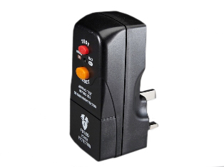 UK, BRITISH, UNITED KINGDOM 13 AMPERE-240 VOLT (GFCI /RCD) PRCD-S, 50Hz, 30mA TRIP, IP44 ANGLE PLUG (UK1-13P), BS 1363A TYPE G PLUG, 13 AMPERE FUSED, 2 POLE-3 WIRE GROUNDING (2P+E), TEST/RESET BUTTONS, ON/OFF INDICATOR. BLACK. 

<br><font color="yellow">Notes: </font> 
<br><font color="yellow">*</font> GFCI/RCD plug requires "Reset" after a power failure. Not for use on life support medical equipment, refrigerators, freezers or other applications where power must be maintained.
<br><font color="yellow">*</font> British, UK plugs available with 3A, 5A, 10A, 13A fuses. 
<br><font color="yellow">*</font> British, United Kingdom plugs, power cords, outlets, power strips, GFCI-RCD receptacles, sockets, connectors, extension cords, plug adapters listed below in related products. Scroll down to view.


 
  