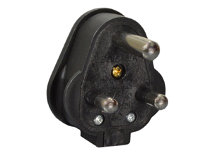 SOUTH AFRICA PLUG, 15 AMPERE-250 VOLT <font color="yellow"> TYPE M </font> PLUG, SANS 164-1, BS 546, (UK2-15P), REWIREABLE PLUG, 2 POLE-3 WIRE GROUNDING (2P+E). BLACK. 

<br><font color="yellow">Notes: </font> 
<br><font color="yellow">*</font> Type M plugs connects with South Africa 15A/16A-250V outlets.
<br><font color="yellow">*</font> Screw torque: Terminals = 0.4Nm, Strain relief = 0.5Nm, Housing = 0.8Nm.
<br><font color="yellow">*</font> Operating temp. = -20�C to +55�C.
<br><font color="yellow">*</font> South Africa power cords, outlets, GFCI-RCD receptacles, sockets, plug adapters listed below in related products. Scroll down to view. 