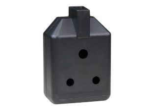 SOUTH AFRICA, UNITED KINGDOM 15 AMPERE-250 VOLT IN-LINE CONNECTOR, <font color="yellow"> TYPE M </font> (UK2-15R), SHUTTERED CONTACTS, 2 POLE-3 WIRE GROUNDING (2P+E). BLACK. 

<br><font color="yellow">Notes: </font> 
<br><font color="yellow">*</font> Safety & Compliance Tested (DEKRA Accredited Lab)
<br><font color="yellow">*</font> South Africa plugs, power cords, outlets, sockets, power strips, adapters listed below in related products. Scroll down to view.

 
 