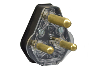 SOUTH AFRICA 16 AMPERE-250 VOLT<font color="yellow">"DEDICATED CIRCUIT" </font> PLUG, TYPE M SANS 164-4 (SA5-16P), 2 POLE-3 WIRE GROUNDING (2P+E), O.D. CORD GRIP = 9.5mm (0.374") DIA., BLACK. SABS APPROVED. 

<br><font color="yellow">Notes: </font> 
<br><font color="yellow">*</font> #73460-BLK "dedicated" plug connects with #73406 black color "dedicated" outlets only. Plug will not connect with South Africa red color or blue color "dedicated" outlets.
<br><font color="yellow">*</font> Typical "dedicated circuit" plug, outlet applications are listed below:
<BR>Red Color: Safe, Local Network, Independent of Standard power supply, Clean earth wiring system.
<BR>Blue Color: Local Network with uninterrupted power supply.
