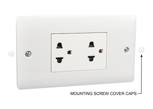 MULTI-CONFIGURATION THAILAND, ASIA, SOUTH AMERICA, AMERICAN, EUROPEAN, INTERNATIONAL DUPLEX OUTLET, 16 AMPERE-250 VOLT / 15 AMPERE-127 VOLT, TYPE A, B, C, O, 86mmX146mm SIZE, SHUTTERED CONTACTS, 2 POLE-3 WIRE GROUNDING (2P+E). WHITE.

<br><font color="yellow">Notes: </font> 
<BR> <font color="yellow">*</font> Outlet mounts on European, British wall boxes with 120mm (120.6mm) centers.
<br><font color="yellow">*</font> View #72355X47D, 72355X35D, 72355X25D, 72355-F, 72365, 72365-RED wall box series.  
<br><font color="yellow">*</font> Weatherproof cover available, IP44 rated #74790-DX.
<BR><font color="yellow">*</font> Weatherproof enclosure available #74792X45 (IP66 rated). Cover closes over (down angle) type plugs (Not all plug variations).
<br><font color="yellow">*</font> Mating European, British, International plugs listed on dimensional data print.
<br><font color="yellow">*</font> Plug adapter #30140 available. Adapter provides "Earth" grounding connection for European CEE 7/7, CEE 7/4 "Schuko" plugs.
<br><font color="yellow">*</font> Universal outlets, GFCI outlets, socket strips, wall boxes, plug adapters are listed below in related products. Scroll down to view.
