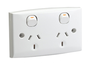 AUSTRALIA / NEW ZEALAND 10 AMPERE-250 VOLTS TYPE I DUPLEX OUTLET (AS/NZS 3112) (AU1-10R), SINGLE POLE ON/OFF SWITCHES, INTEGRAL WALL PLATE, PANEL OR WALL BOX MOUNT, 2 POLE-3 WIRE GROUNDING (2P+E). WHITE.

<br><font color="yellow">Notes: </font> 
<br><font color="yellow">*</font> Mounts on American 2x4 wall boxes & International wall boxes with 3.28" (83mm / 84mm) mounting centers.

<br><font color="yellow">*</font> Mounts on Surface wall boxes # 84225-AR, # 74225 boxes.

<br><font color="yellow">*</font> Australia TUV approved building wire/cable available. #<a href="https://internationalconfig.com/icc6.asp?item=CNCP07AA002">CNCP07AA002</a>.
 