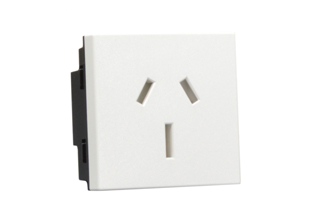 AUSTRALIA, NEW ZEALAND 15 AMPERE-240 VOLT AS/NZS 3112, AS/NZS 4417, (AU2-15R) MODULAR TYPE PANEL/WALL BOX MOUNT TYPE I OUTLET, 45mmx45mm SIZE, SHUTTERED CONTACTS, 2 POLE-3 WIRE GROUNDING (2P+E). WHITE.      <br><font color="yellow">Notes: </font>   <br><font color="yellow">*</font> Outlet accepts 10 Amp and 15 Amp Australian / New Zealand plugs.  <br><font color="yellow">*</font> Mounts on American 2X4 wall boxes, requires frame # 79120X45-N & # 79130X45-N wall plate (White, Black, ALU, SS).   <br> <font color="yellow">*</font> Mounts on American 4X4 wall boxes, requires frame # 79210X45-N & # 79220X45-N wall plate (White, SS).<br><font color="yellow">*</font> Mounts on European wall boxes (60mm on center), requires frame # 79250X45-N & wall plate # 79265X45-N.  <br><font color="yellow">*</font> Surface mount insulated wall boxes # 680602X45 series. Surface mount Metal wall boxes # 79235X45 series.  <br><font color="yellow">*</font> Surface mount weatherproof, IP66 rated. Requires frame # 730092X45 & # 74790X45 wall box.  <br><font color="yellow">*</font> Panel mount frames # 79100X45, # 79100X45-ALU. DIN rail mount Frame # 79595X45. <a href="https://www.internationalconfig.com/catalog_pages/pg94.pdf" style="text-decoration: none" target="_blank"> Panel Mount Instruction Guide</a>  <br><font color="yellow">*</font> Complete range of modular devices and mounting component options. <a href="https://www.internationalconfig.com/modular_electrical_devices.asp" style="text-decoration: none">Modular Devices Link</a>   <br><font color="yellow">*</font> Wall plates, boxes, outlets, switches, modular GFCI/RCD and circuit breakers are listed below. Scroll down to view.    