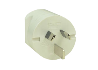 AUSTRALIA, NEW ZEALAND 15 AMPERE-250 VOLT POWER PLUG AS/NZS 4417 (RCM), AS/NZS 3112, (AU2-15P), IP2X RATED, 2 POLE-3 WIRE GROUNDING (2P+E). WHITE.

<br><font color="yellow">Notes: </font> 
<br><font color="yellow">*</font> Plug connects with 15 Ampere, 20 Ampere Australian, New Zealand outlets, connectors.
<br><font color="yellow">*</font> Scroll down to view related products.
