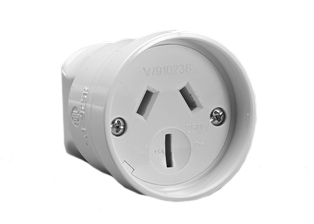 AUSTRALIA / NEW ZEALAND 15/10 AMPERE-250 VOLT IN-LINE  CONNECTOR (AU1-10R, AU2-15R) (AS/NZS 3112), 2 POLE-3 WIRE GROUNDING (2P+E). WHITE. 

<br><font color="yellow">Notes: </font> 
<br><font color="yellow">*</font> Connector accepts 15 Ampere, 10 Ampere Australia / New Zealand plugs.
<br><font color="yellow">*</font> Related plugs, outlets, GFCI sockets, power cords, power strips, adapters listed below. Scroll down to view.
