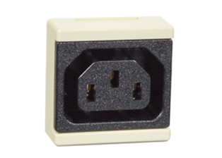 IEC 60320 C-13 MODULAR POWER OUTLET, 15 AMPERE 250 VOLT, 50/60Hz, 36mmX36mm SIZE, **4.8 x 0.08mm SPADE TERMINALS, 2 POLE-3 WIRE GROUNDING (2P+E). BLACK.

<br><font color="yellow">Notes: </font> 
<br><font color="yellow">*</font> **Terminals require "Insulated" Q.C. connectors.
<br><font color="yellow">*</font> Mounts on American 2x4, 4x4 wall boxes or panel mount. Surface mounts on wall boxes #74225, #84225-AR.
<br><font color="yellow">*</font> Mounts in "12", "3", "6", "9" clock hour positions on wall plates / mounting frames.
<br><font color="yellow">*</font> Duplex, quad, weatherproof versions with switch, circuit breakers, USB, International power outlets available.
<br><font color="yellow">*</font> Mating wall plates / mounting frames, GFCI outlets, PDU power strips, circuit breaker, switch, plug adapters are listed below in related products. Scroll down to view.