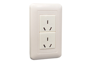 10A-250V Duplex China Modular Outlet with Mounting Frame, Ivory
