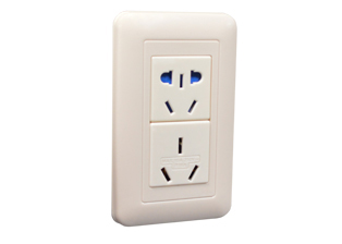 10A/16A-250V Duplex China Multi-Configuration Outlet with Mounting Frame, Ivory